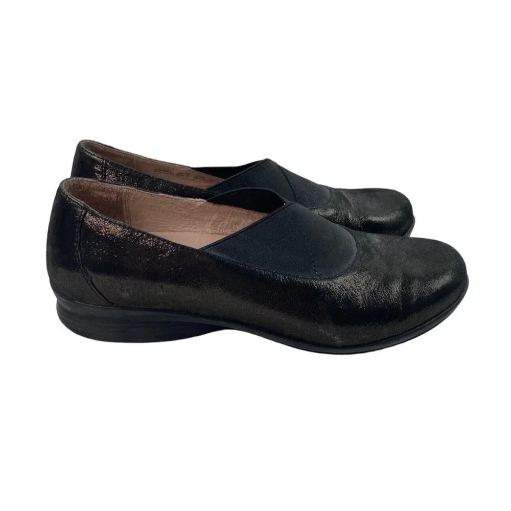 *Dansko Anne Metallic Slip On Comfort Shoe Womens Size 39 Stretch Band Brown